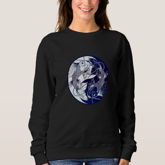 Sweatshirt Koi Opposite Yin Yang Asian Carp Flower Japanese K (Devant)