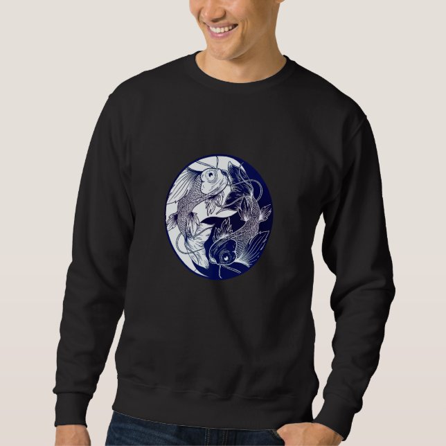 Sweatshirt Koi Opposite Yin Yang Asian Carp Flower Japanese K (Devant)
