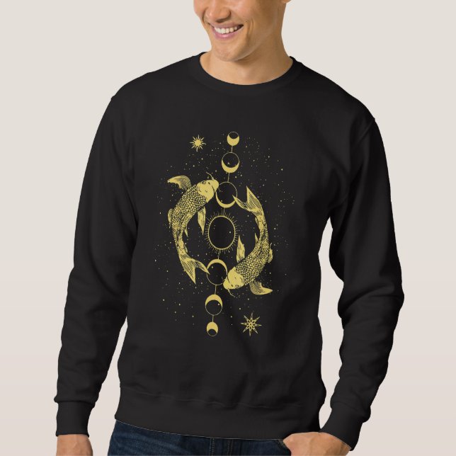 Sweatshirt Koi Outfit Yang Yang Carp Sun Moon Phase Japan Sty (Devant)