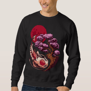 Sweatshirt Koi Poisson Carpe Yin Yang Bonsai Arbre Lune Asiat