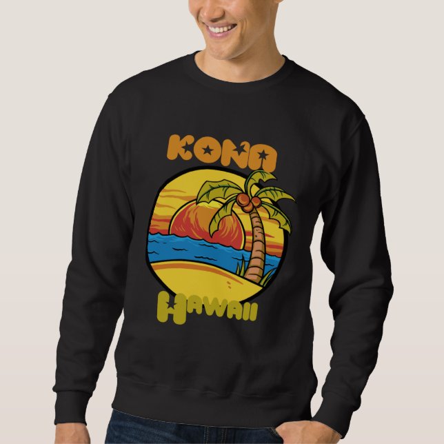 Sweatshirt Kona Sunset Vacation Hawaii Palm trees Ocean (Devant)