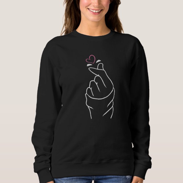 Sweatshirt Korean Finger Heart Love Kpop Teen Girls Women K-P (Devant)