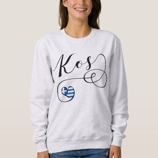 Sweatshirt Kos Coeur Dans Le Drapeau, Grèce, I Love Kos, Cos (Devant)