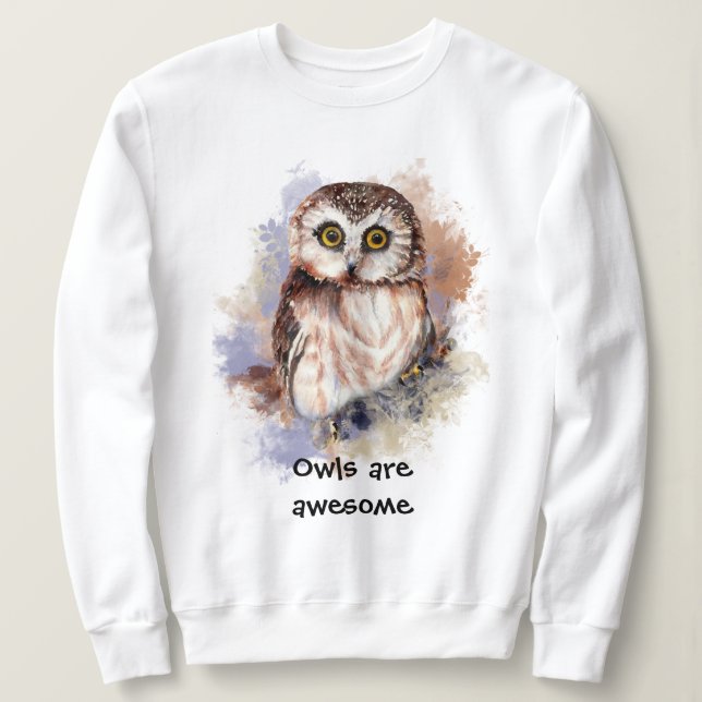 Sweatshirt La Chouette Aquarelle sont génial Oiseau, Nature,  (Design devant)