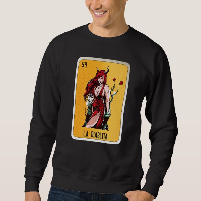 Sweatshirt La Diablita Mexican Slang Lottery Bingo Cards   (Devant)