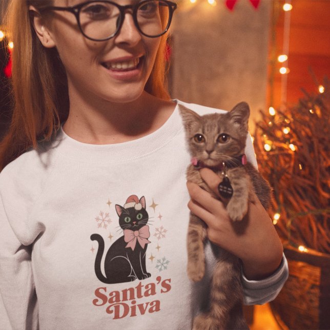 Sweatshirt La diva de Noël, joli chat de Noël pour elle (Créateur téléchargé)