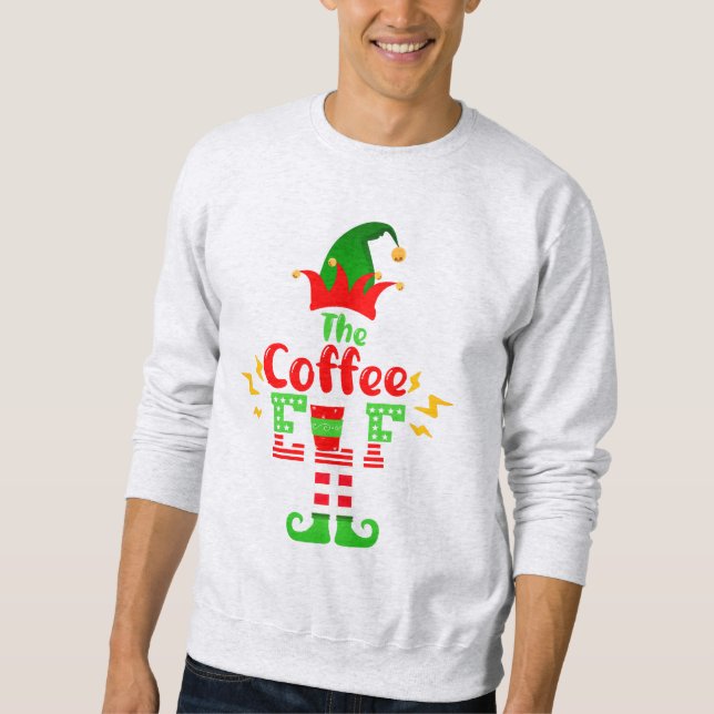 Sweatshirt La famille de Noël des elfes de café correspond au (Devant)