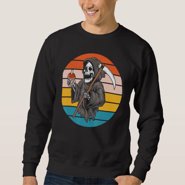 Sweatshirt La Faucheuse Squelette Crâne Mort Faux Grunge (Devant)