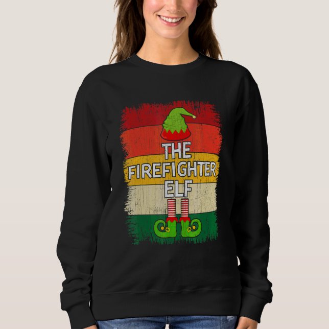 Sweatshirt La fête de Noël du groupe d'elfes pompiers apparié (Devant)