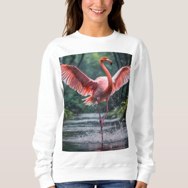 Sweatshirt La grâce en vol : Le Flamant rose rose (Devant)