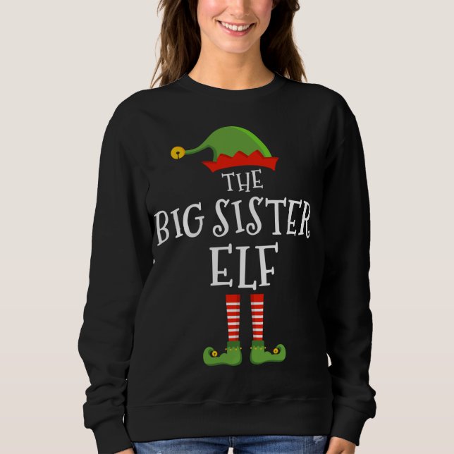 Sweatshirt La grande soeur elf drôle de Noël assortis famille (Devant)