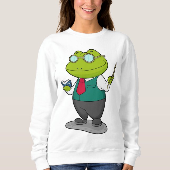 Sweatshirt La grenouille comme enseignant avec livre (Devant)