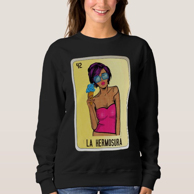 Sweatshirt La Hermosura Mexican Slang Lottery Bingo Cards (Devant)