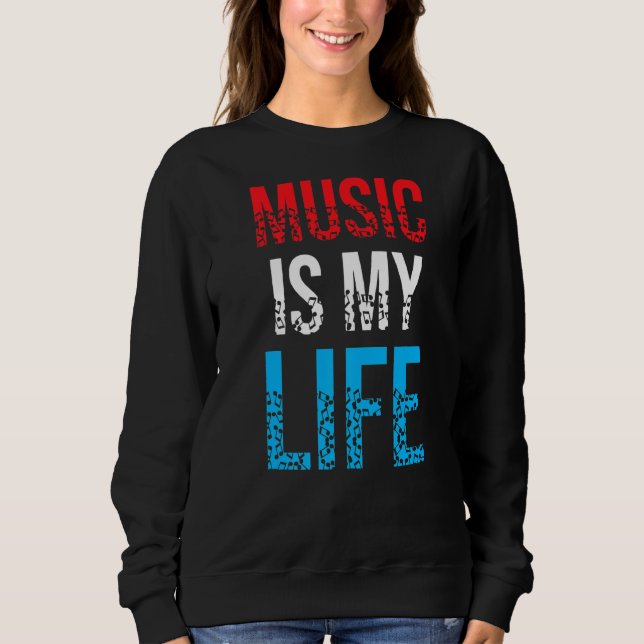 Sweatshirt La Musique Est Ma Vie Vive Rock Et Roll (Devant)