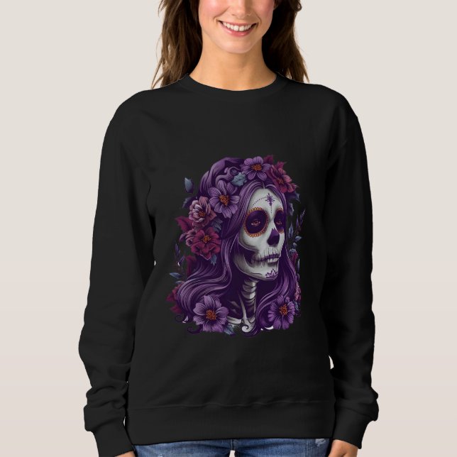 Sweatshirt La Père Noël Muerte Saint Folklore Mexicain Crâne  (Devant)