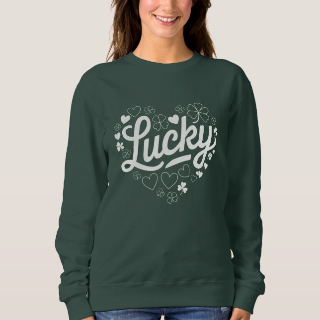 Sweatshirt La Saint-Patrick Cœur Trèfle Chanceux Trèfle  (Devant)
