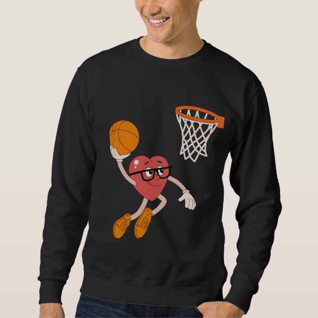 Sweatshirt La Saint-Valentin Cœur Plongeant Basketball Mignon (Devant)