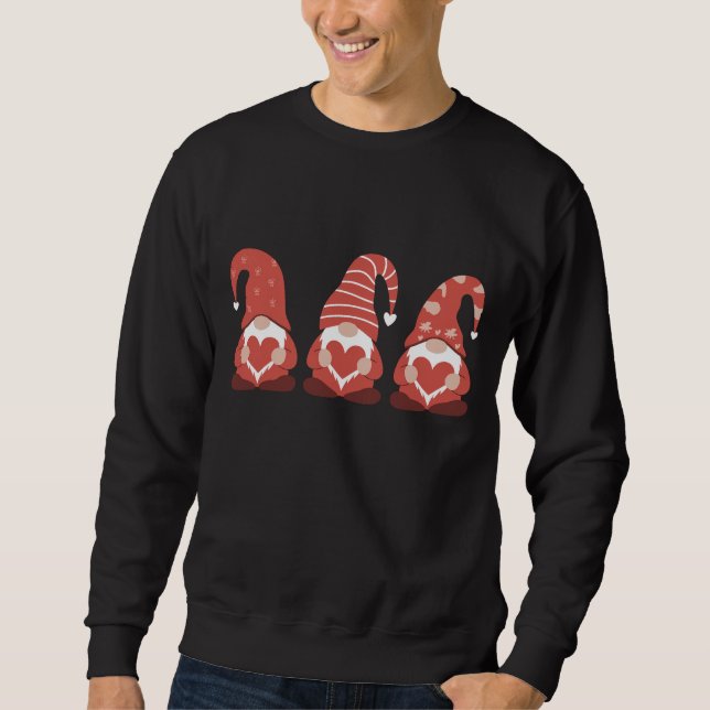 Sweatshirt La Saint-Valentin Trois Gnomes Mignons Tenant un C (Devant)