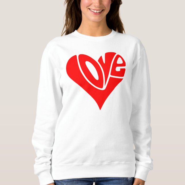 Sweatshirt La typographie de l'amour en forme de coeur (Devant)