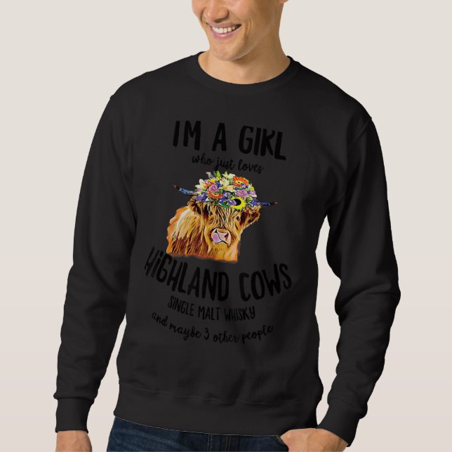 Sweatshirt La vache écossaise Highland Juste Une Fille Qui Ai (Devant)