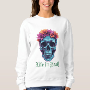 Sweatshirt La vie en mort, en fleurs en bleu