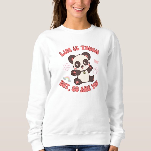 Sweatshirt La Vie Est Assez Mignonne Rétro Panda (Devant)