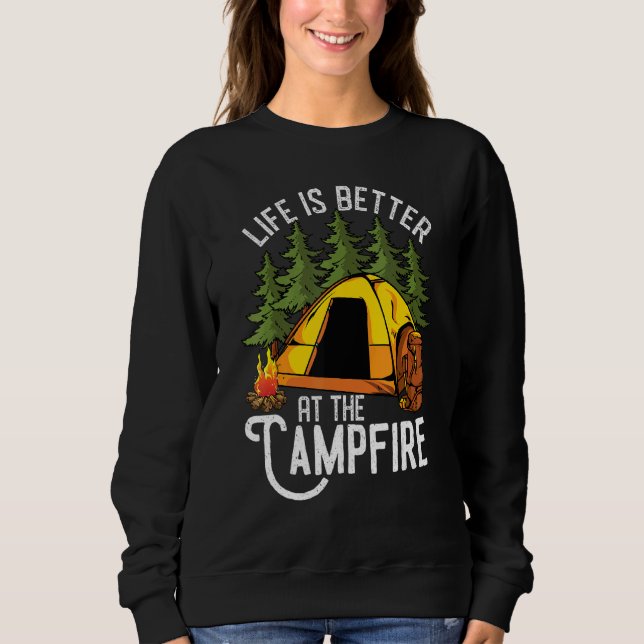 Sweatshirt La Vie Est Meilleure Au Camping Comme Camping (Devant)