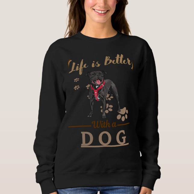 Sweatshirt La Vie Est Meilleure Avec Un Pitbull De Chien (Devant)