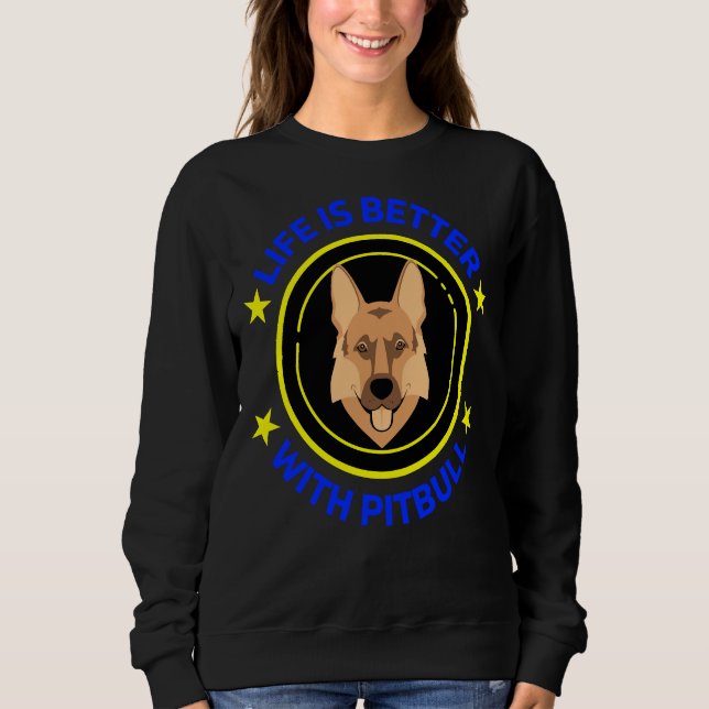Sweatshirt La Vie Est Meilleure Avec Un Pitbull Essentiel 24 (Devant)