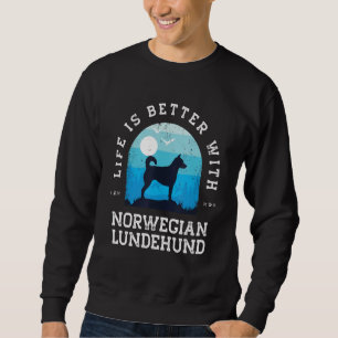 Sweatshirt La vie est meilleure Lundehund norvégien Bleu vint