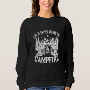 Sweatshirt La Vie Est Mieux Autour Du Camping Cool Famille Ma