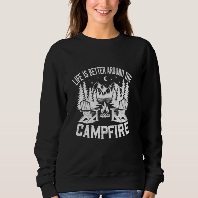 Sweatshirt La Vie Est Mieux Autour Du Camping Cool Famille Ma (Devant)