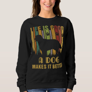 Sweatshirt La Vie Un Chien Le Rend Meilleur Vintage Blanc La