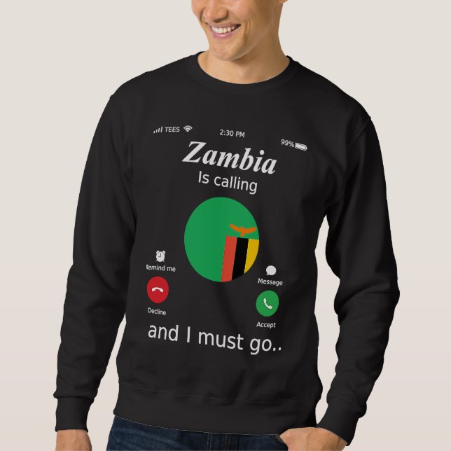 Sweatshirt La Zambie Appelle et Je Dois Aller au Drapeau de l (Devant)