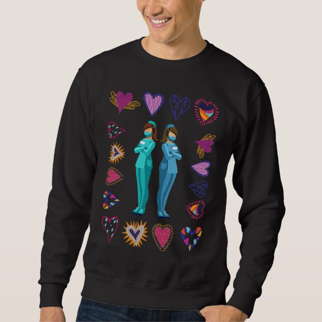 Sweatshirt Labor And Delivery Nurse Valentines Day Stethoscop (Devant)