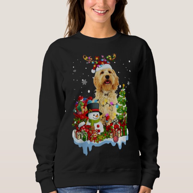 Sweatshirt Labradoodle Christmas Reindeer Christmas Lights Pa (Devant)
