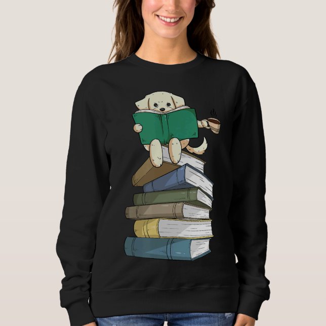 Sweatshirt Labrador Books Café Lecture de chien du Laboratoir (Devant)