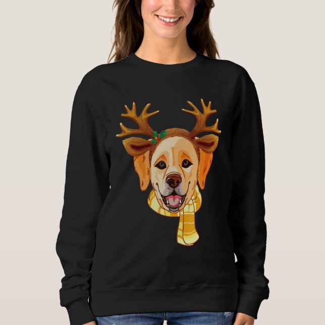 Sweatshirt Labrador Chien Noël Reindeer Antlers Noël (Devant)