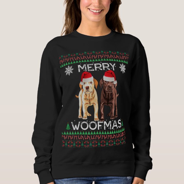 Sweatshirt Labrador Christmas Laid Yellow Lab Chocolat Labra (Devant)
