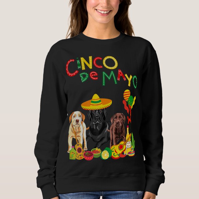 Sweatshirt Labrador Cinco De Mayo Chocolat Black Lab (Devant)