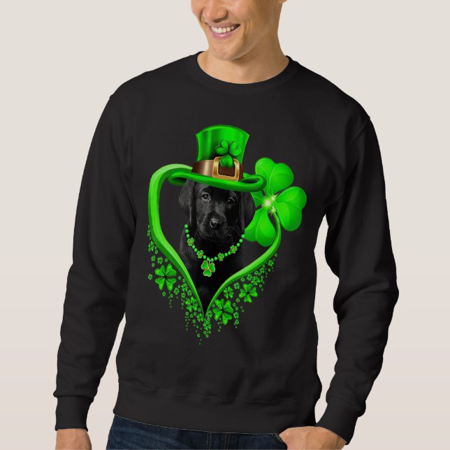 Sweatshirt Labrador Jour de la Saint Patrick irlandais Shamro (Devant)