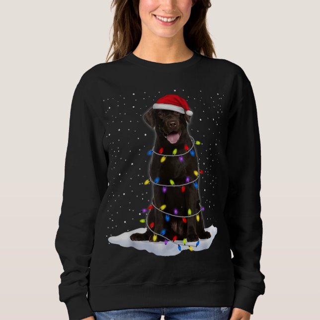 Sweatshirt Labrador récupération Père Noël Christmas Tree Lig (Devant)