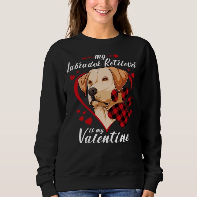 Sweatshirt Labrador Retriever Est Mon Chien Valentin Red Plai (Devant)