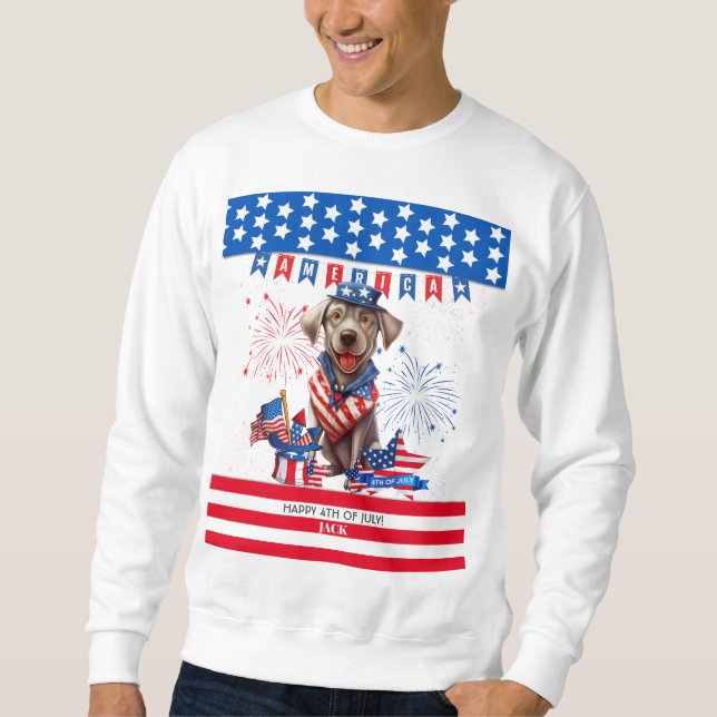 Sweatshirt Labrador Retriever Happy 4 juillet Independence (Devant)