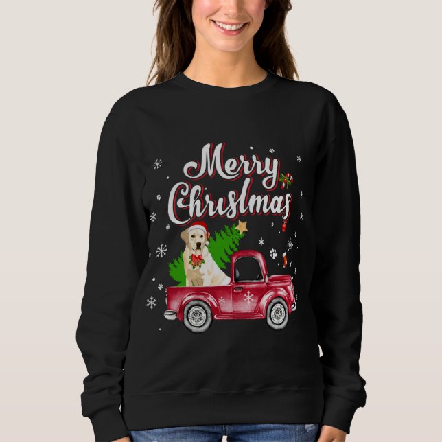Sweatshirt Labrador Retriever Rides Red Truck Christmas Pajam (Devant)