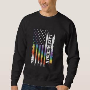 Sweatshirt Lac Michigan États-Unis Arc-en-ciel déprimé w U
