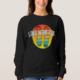 Sweatshirt Lac Wawasee Indiana Retro Flipflop Sunset Graphiqu