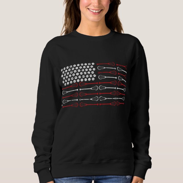 Sweatshirt Lacrosse American Flag Lax Maman design (Devant)