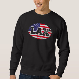 Sweatshirt Lacrosse Lax Etats-Unis Drapeau Stick Lacrosse Vin