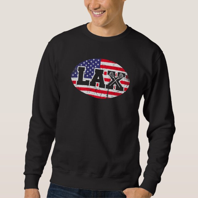 Sweatshirt Lacrosse Lax Etats-Unis Drapeau Stick Lacrosse Vin (Devant)